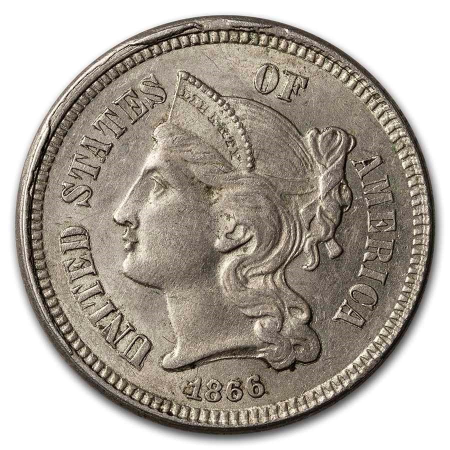 1866 3 Cent Nickel BU