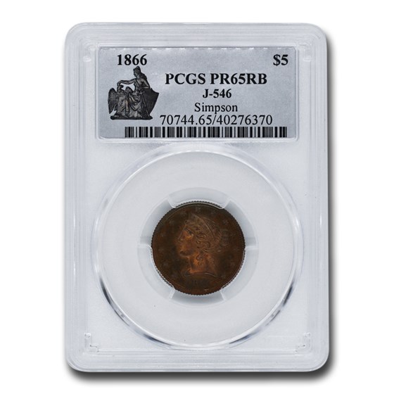 1866 $5.00 Liberty Half Eagle Pattern PR-65 PCGS (R/B, J-546) 1866 $5.00 Liberty Half Eagle Pattern PR-65 PCGS (R/B, J-546)