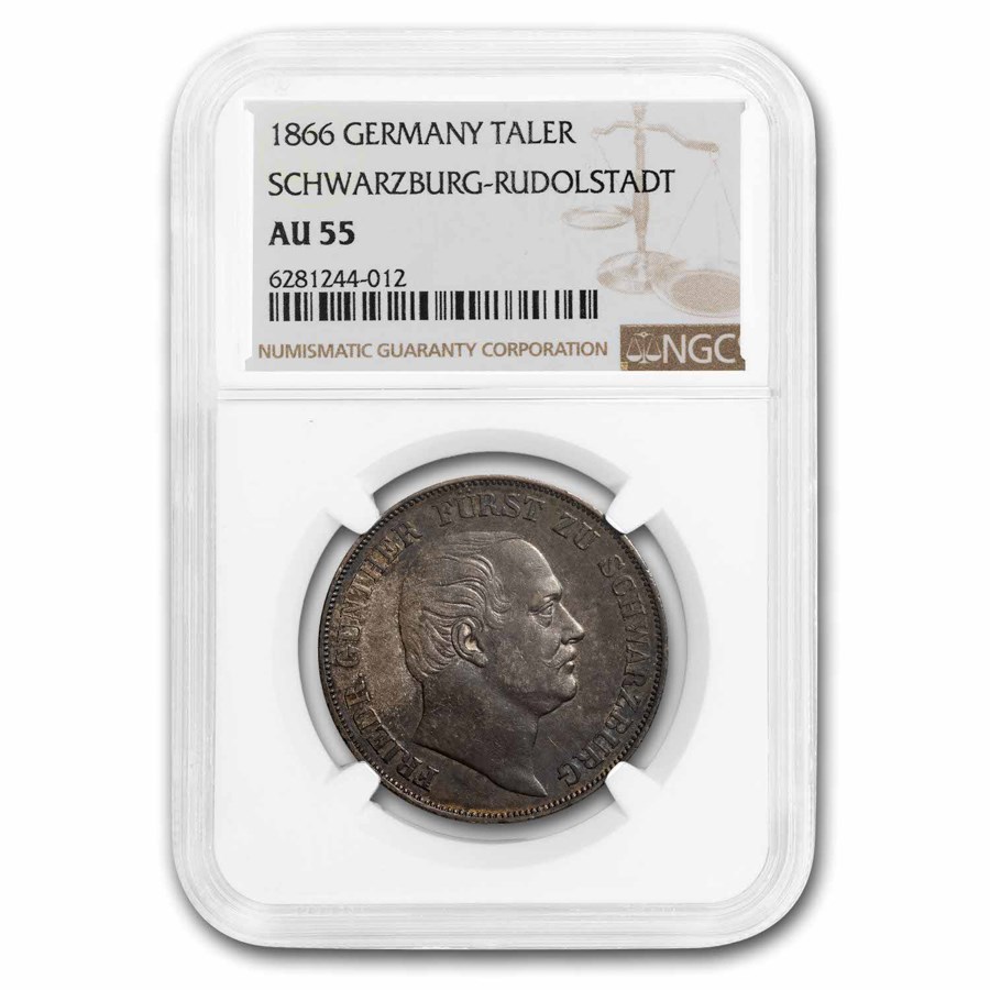 1866-A Germany Schwarzburg Rudolstadt Silver Taler AU-55 NGC