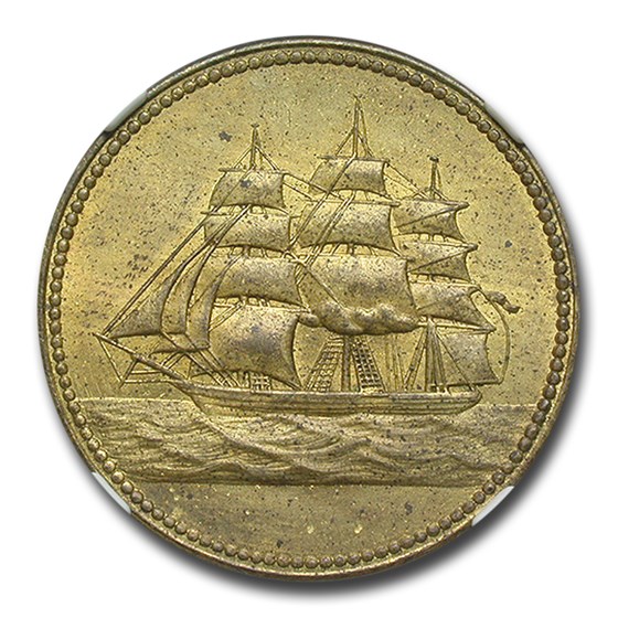 1866 Ceylon Brass Colombo Keir, Dunda & Co. Token MS-63 NGC 1866 Ceylon Brass Colombo Keir, Dunda & Co. Token MS-63 NGC