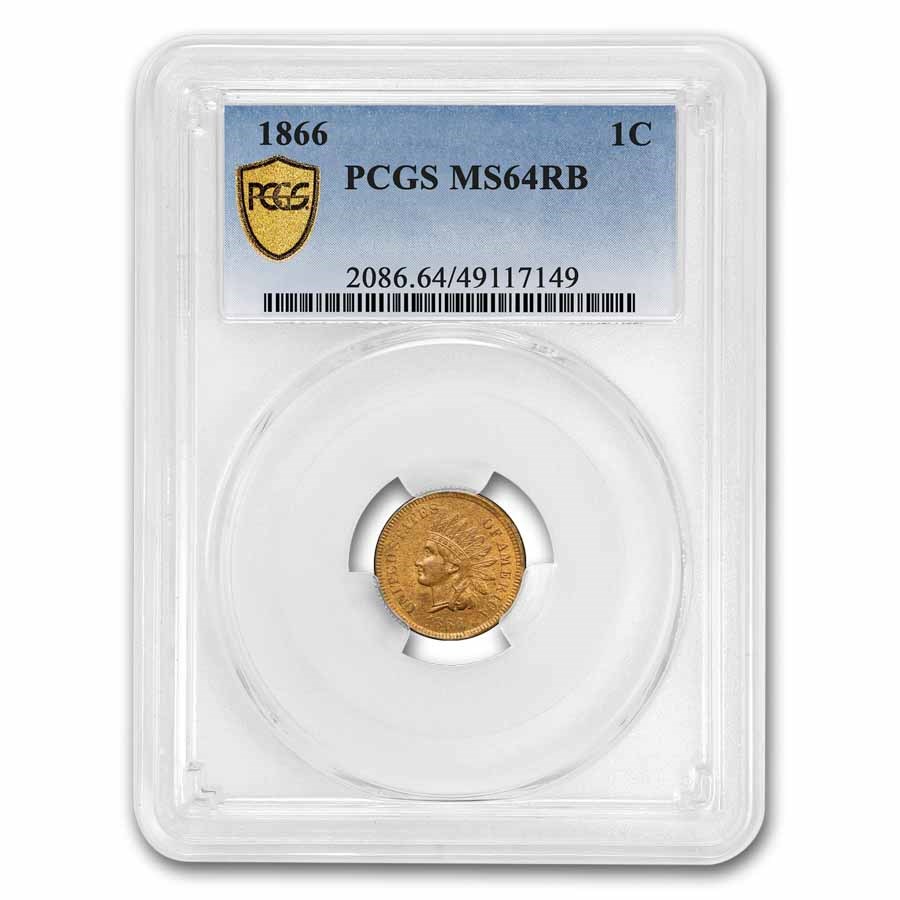 1866 Indian Head Cent MS-64 PCGS (Red/Brown)
