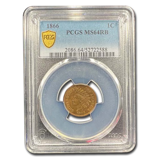 1866 Indian Head Cent MS-64 PCGS (Red/Brown) 1866 Indian Head Cent MS-64 PCGS (Red/Brown)