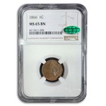 1866 Indian Head Cent MS-65 NGC CAC (Brown)