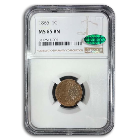 1866 Indian Head Cent MS-65 NGC CAC (Brown) 1866 Indian Head Cent MS-65 NGC CAC (Brown)