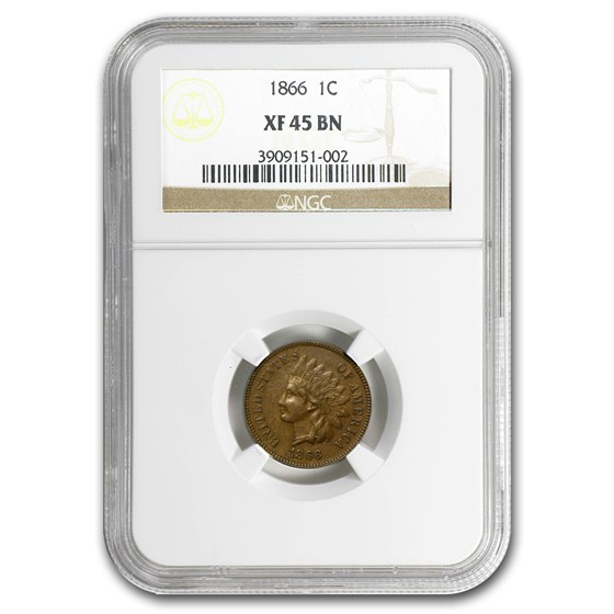 1866 Indian Head Cent XF-45 NGC 1866 Indian Head Cent XF-45 NGC