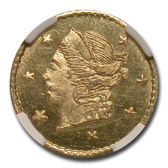 1866 Liberty Round 25 Cent Gold MS-64 NGC (PL, BG-804) 1866 Liberty Round 25 Cent Gold MS-64 NGC (PL, BG-804)