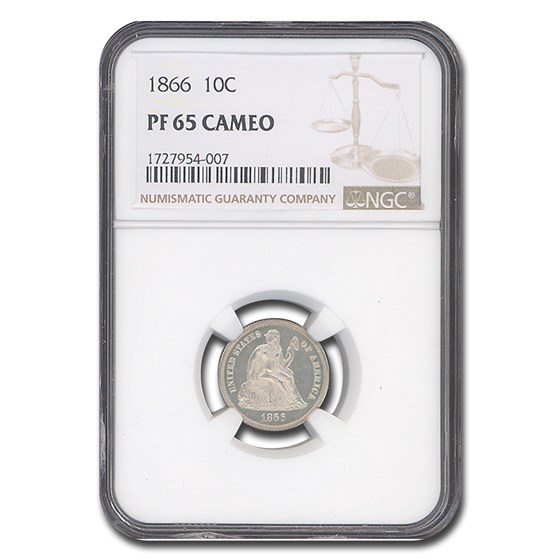1866 Liberty Seated Dime PF-65 Cameo NGC 1866 Liberty Seated Dime PF-65 Cameo NGC