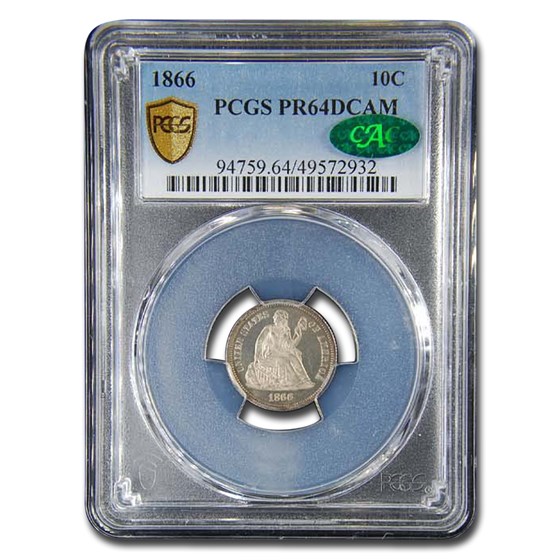 1866 Liberty Seated Dime PR-64 DCAM PCGS CAC 1866 Liberty Seated Dime PR-64 DCAM PCGS CAC