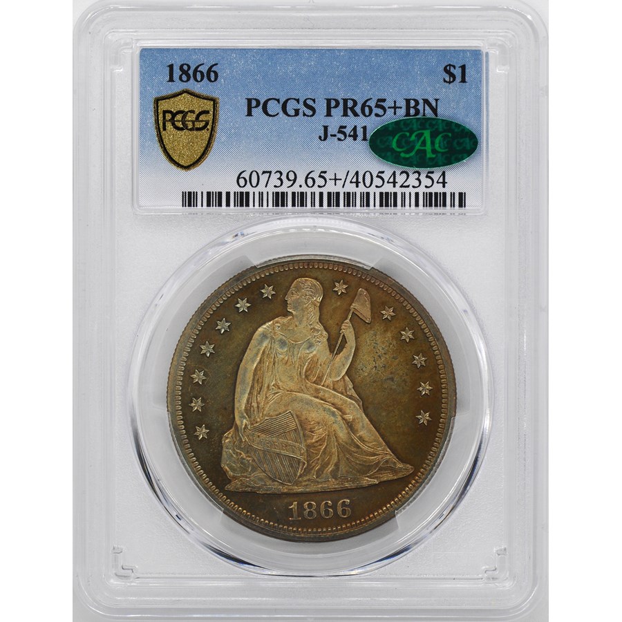 1866 Liberty Seated Dollar Pattern PR-65+ PCGS CAC (Brown, J-541)