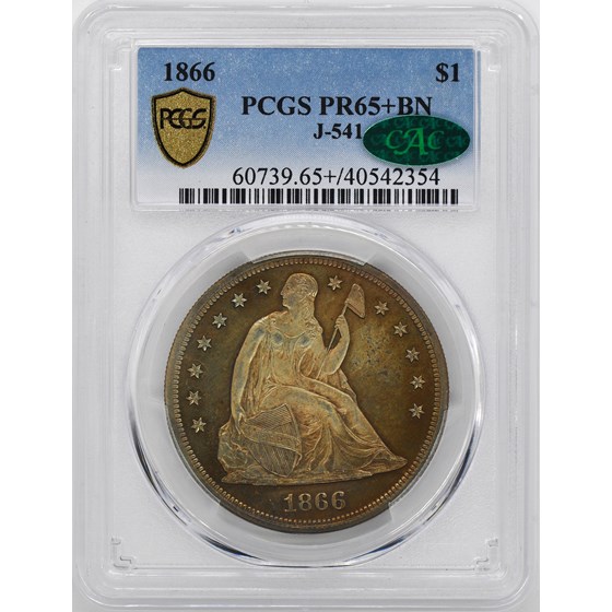 1866 Liberty Seated Dollar Pattern PR-65+ PCGS CAC (Brown, J-541) 1866 Liberty Seated Dollar Pattern PR-65+ PCGS CAC (Brown, J-541)