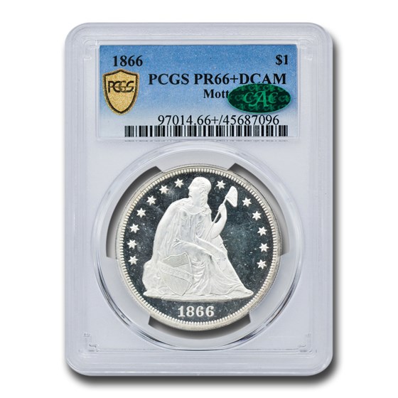 1866 Liberty Seated Dollar PR-66+ DCAM PCGS CAC (Motto) 1866 Liberty Seated Dollar PR-66+ DCAM PCGS CAC (Motto)