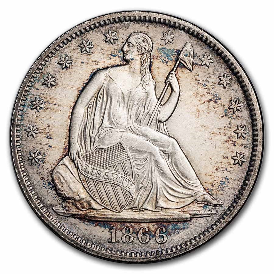 1866 Liberty Seated Half Dollar AU