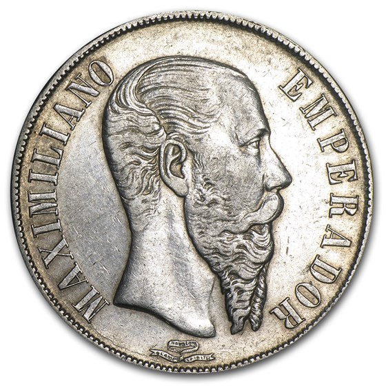 1866-Mo Mexico Silver Peso Maximilian XF 1866-Mo Mexico Silver Peso Maximilian XF