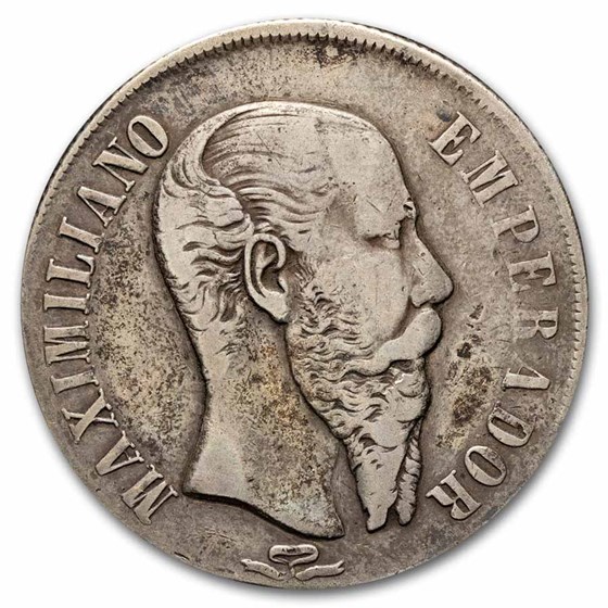 1866-Pi Mexico Silver Peso Maximilian I VF 1866-Pi Mexico Silver Peso Maximilian I VF