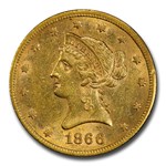 1866-S $10 Liberty Gold Eagle AU-55+ PCGS (Motto)