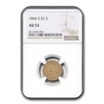 1866-S $2.50 Liberty Gold Quarter Eagle AU-53 NGC