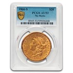 1866-S $20 Liberty Gold Double Eagle No Motto AU-53 PCGS