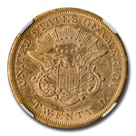 1866-S $20 Liberty Gold Double Eagle No Motto AU-55 NGC