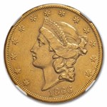 1866-S $20 Liberty Gold Double Eagle No Motto AU Details NGC