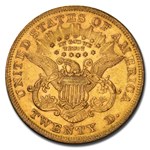 1866-S $20 Liberty Gold Double Eagle w/Motto AU-58 PCGS