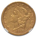 1866-S $20 Liberty Gold Double Eagle XF-45 NGC (No Motto)