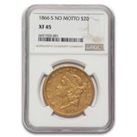 1866-S $20 Liberty Gold Double Eagle XF-45 NGC (No Motto)
