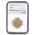 1866-S $5 Liberty Gold Half Eagle AU-53 NGC (Motto)