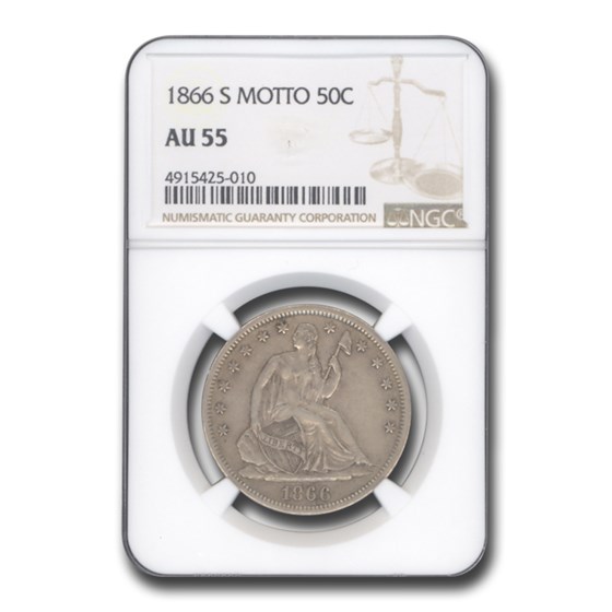 1866-S Liberty Seated Half Dollar AU-55 NGC (Motto) 1866-S Liberty Seated Half Dollar AU-55 NGC (Motto)