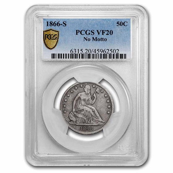 1866-S Liberty Seated Half Dollar VF-20 PCGS (No Motto) 1866-S Liberty Seated Half Dollar VF-20 PCGS (No Motto)