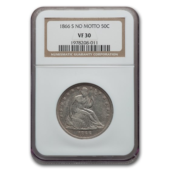 1866-S Liberty Seated Half Dollar VF-30 NGC (No Motto) 1866-S Liberty Seated Half Dollar VF-30 NGC (No Motto)