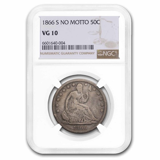 1866-S Liberty Seated Half Dollar VG-10 NGC (No Motto)