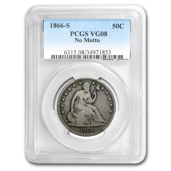 1866-S Liberty Seated Half Dollar VG-8 PCGS (No Motto) 1866-S Liberty Seated Half Dollar VG-8 PCGS (No Motto)