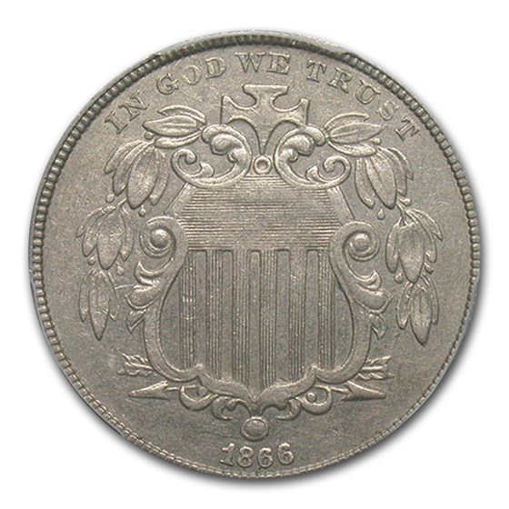 1866 Shield Nickel AU-53 PCGS (Rays) 1866 Shield Nickel AU-53 PCGS (Rays)