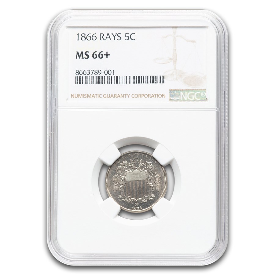 1866 Shield Nickel MS-66+ NGC