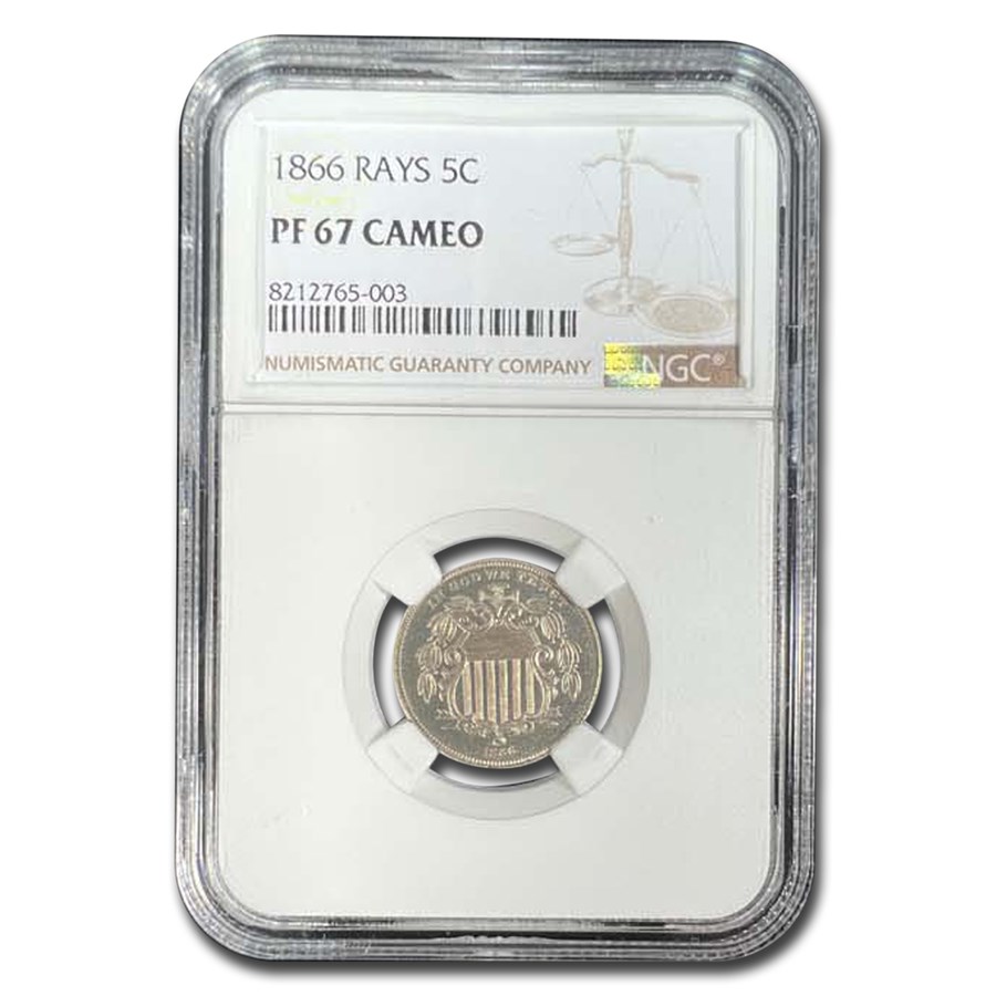 1866 Shield Nickel PF-67 Cameo NGC (Rays)