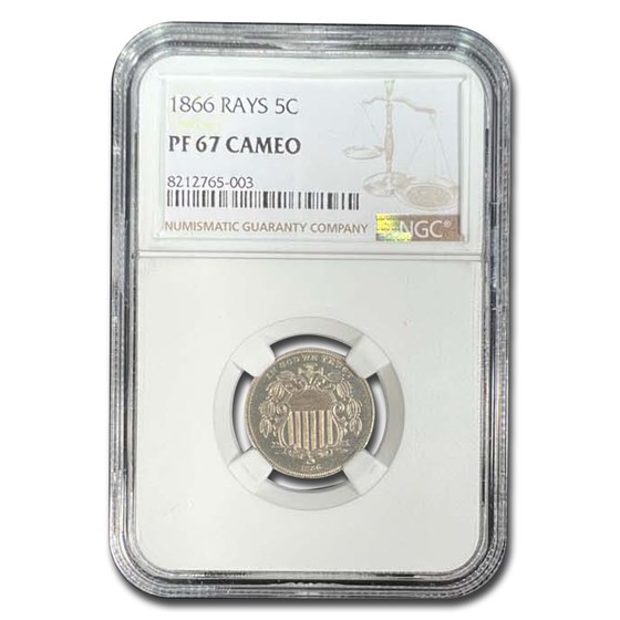 1866 Shield Nickel PF-67 Cameo NGC (Rays) 1866 Shield Nickel PF-67 Cameo NGC (Rays)