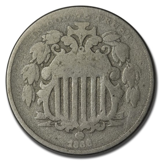 1866 Shield Nickel w/Rays AG