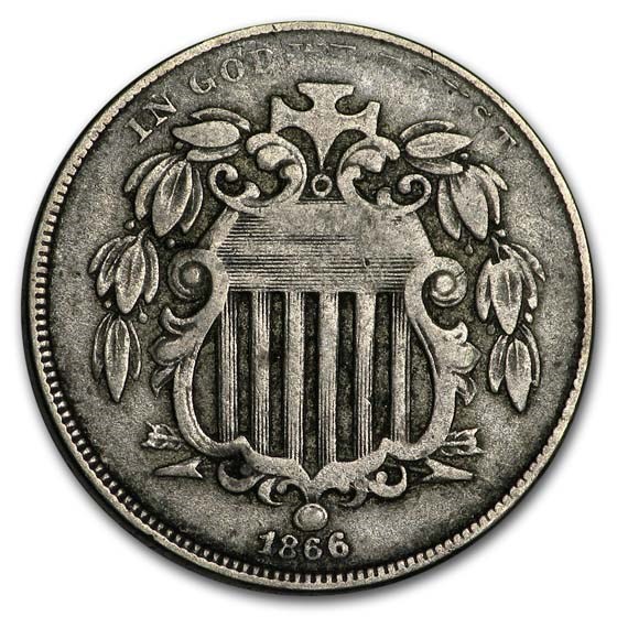1866 Shield Nickel w/Rays Fine 1866 Shield Nickel w/Rays Fine