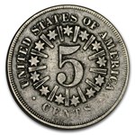 1866 Shield Nickel w/Rays Fine