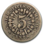 1866 Shield Nickel w/Rays Good