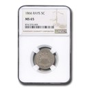 1866 Shield Nickel w/Rays MS-65 NGC