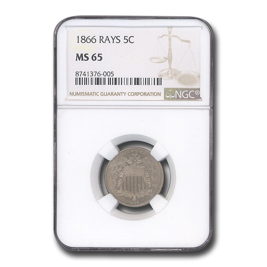 1866 Shield Nickel w/Rays MS-65 NGC