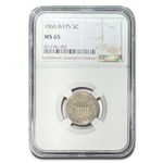 1866 Shield Nickel w/Rays MS-65 NGC