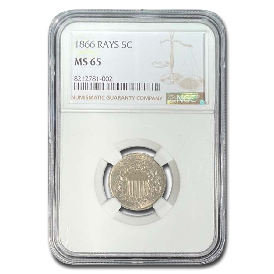 1866 Shield Nickel w/Rays MS-65 NGC