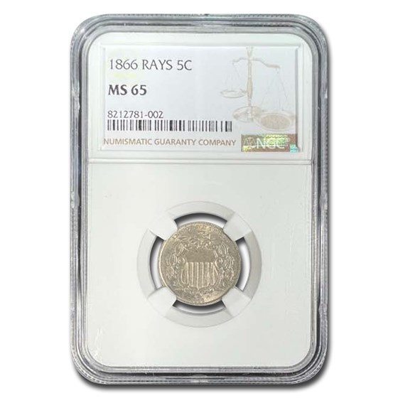 1866 Shield Nickel w/Rays MS-65 NGC 1866 Shield Nickel w/Rays MS-65 NGC