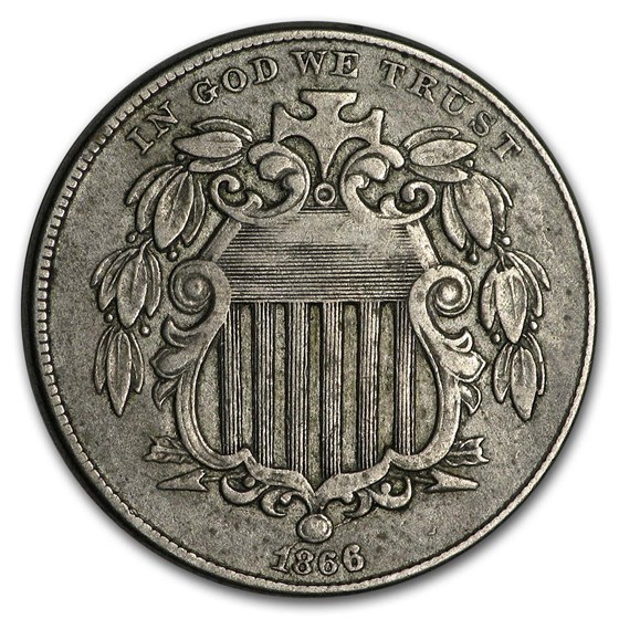 1866 Shield Nickel w/Rays XF 1866 Shield Nickel w/Rays XF