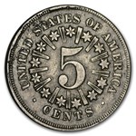 1866 Shield Nickel w/Rays XF