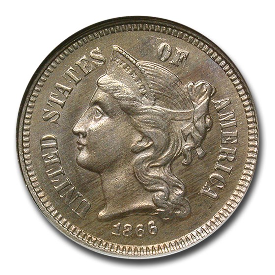 1866 Three Cent Nickel MS-65 NGC 1866 Three Cent Nickel MS-65 NGC