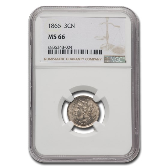 1866 Three Cent Nickel MS-66 NGC 1866 Three Cent Nickel MS-66 NGC