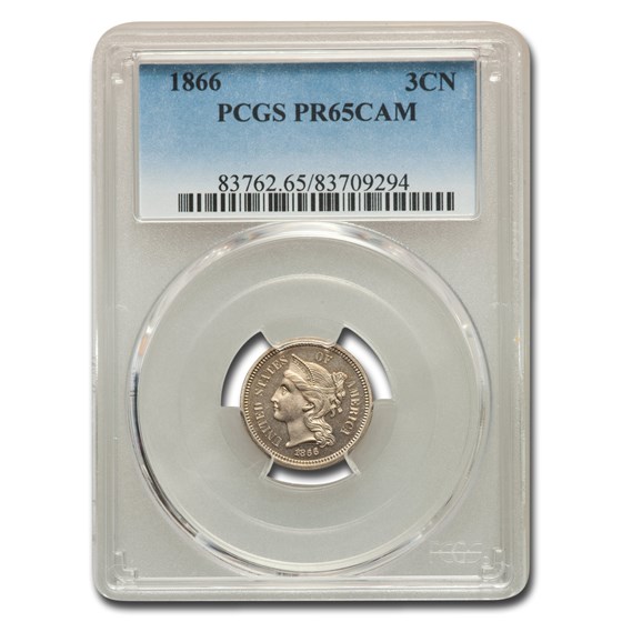 1866 Three Cent Nickel PR-65 Cameo PCGS 1866 Three Cent Nickel PR-65 Cameo PCGS